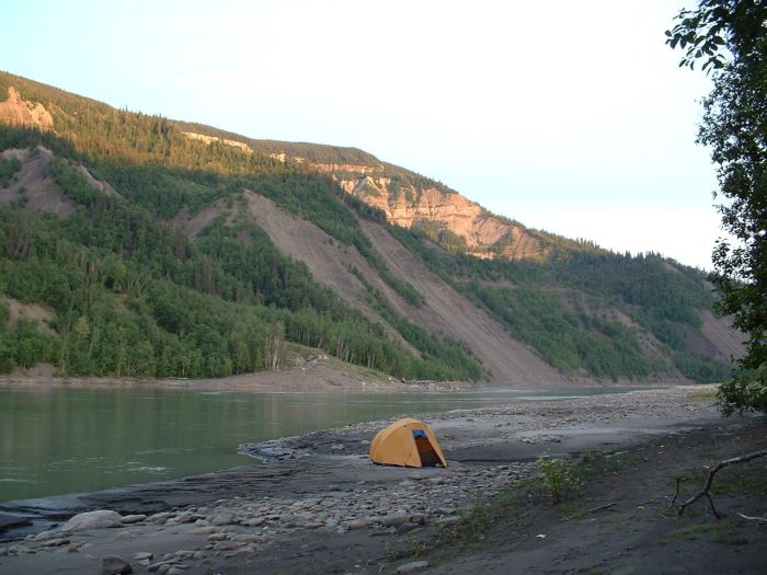 Liard and Scatter River confluence at sunset