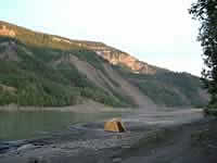 Liard and Scatter River confluence at sunset (238kb)